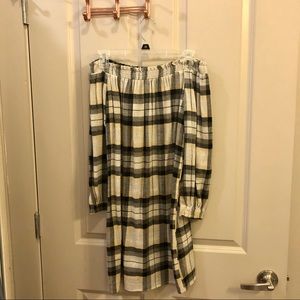 Zara Plaid Off the Shoulder Dress